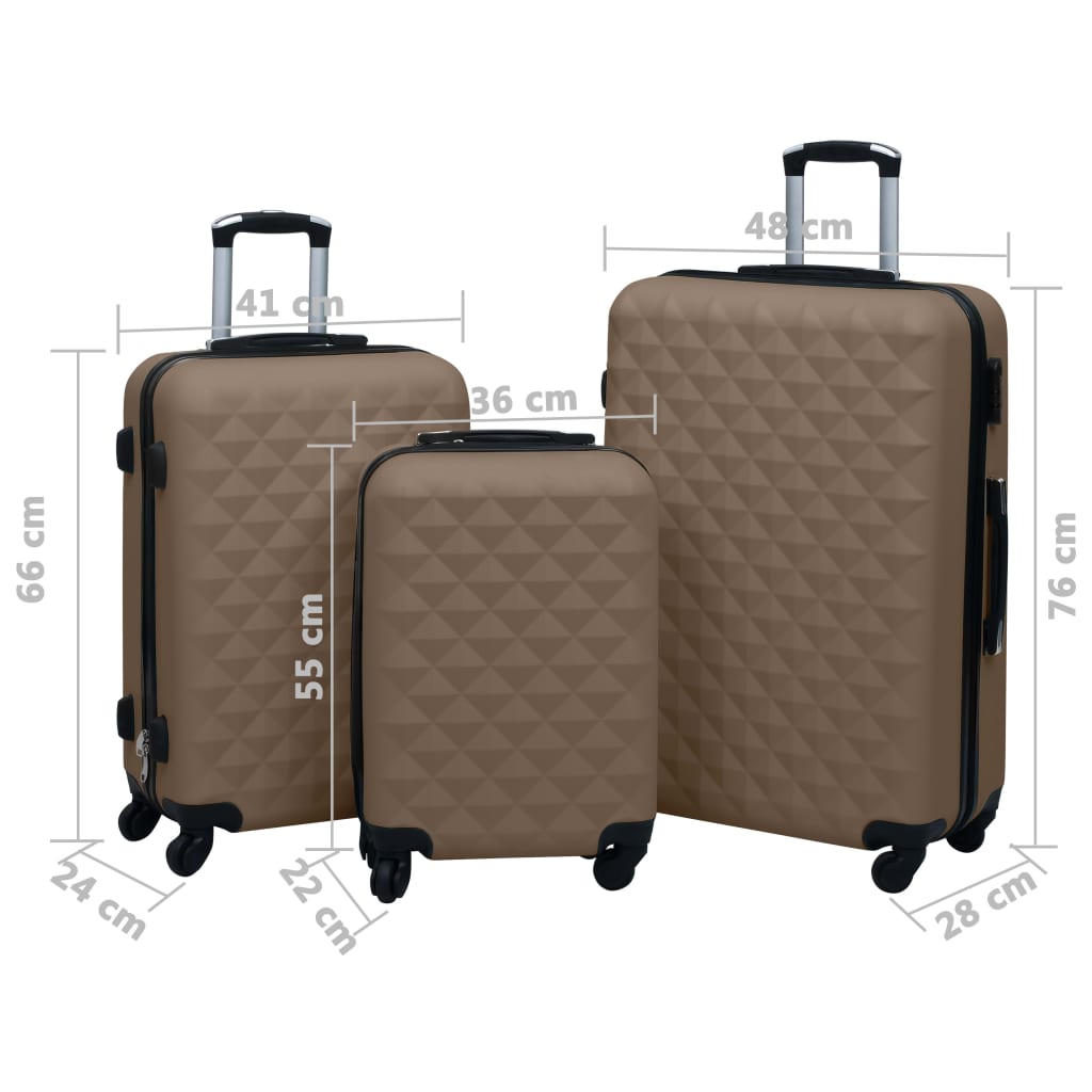 vidaXL Sada skořepinových kufrů na kolečkách 3 ks hnědá ABS