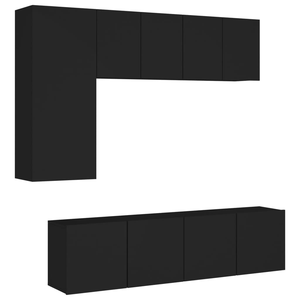 vidaXL 5dílná obývací stěna černá kompozitní dřevo