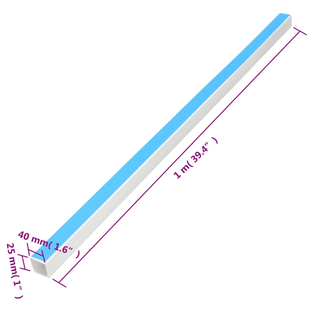 vidaXL Kabelová lišta samolepicí 40 x 25 mm 30 m PVC