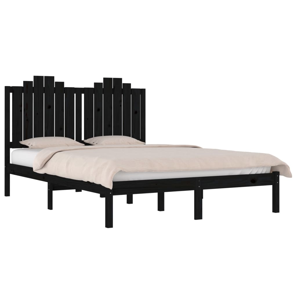 vidaXL Rám postele černý masivní borovice 150 x 200 cm King Size