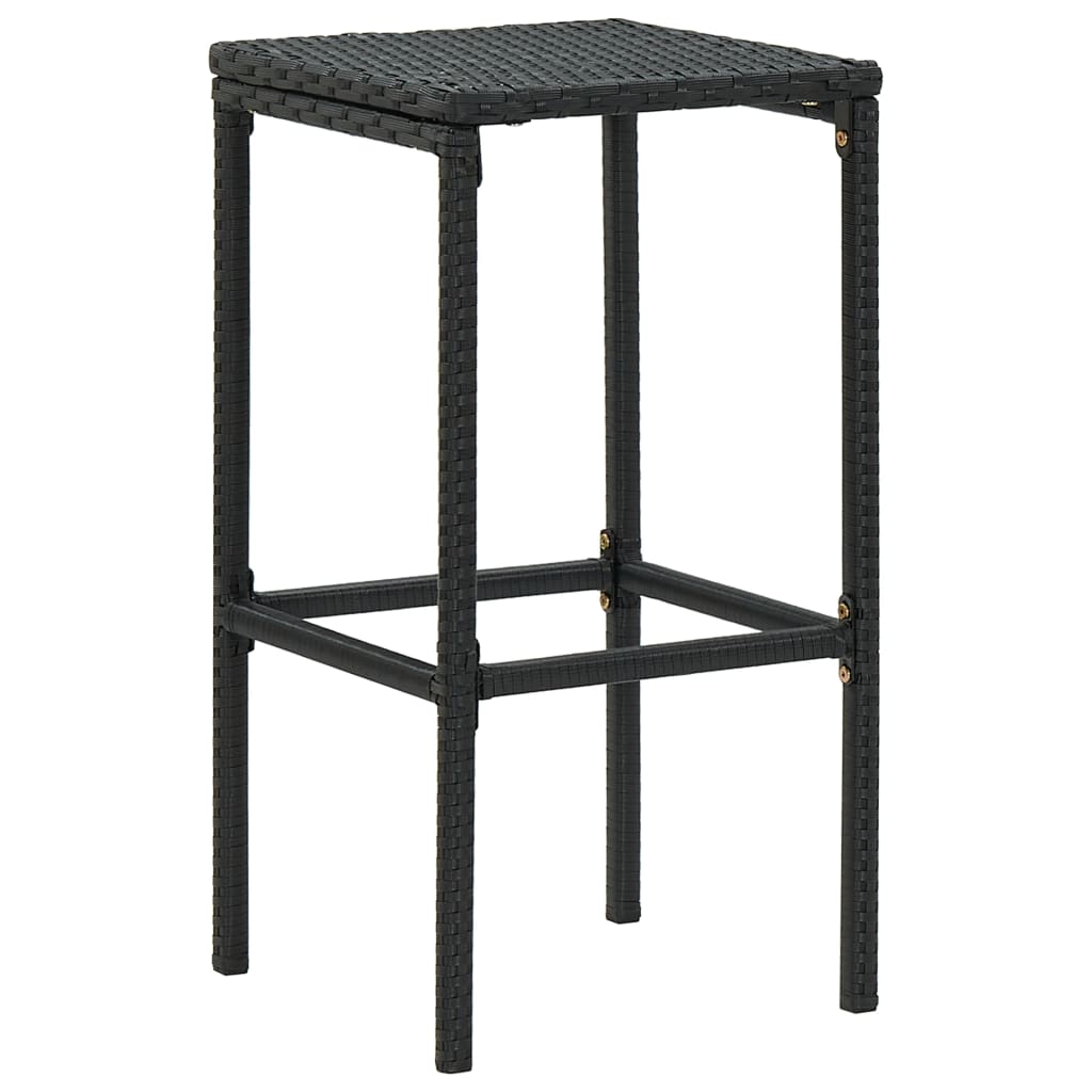 vidaXL Barové stoličky s poduškami 3 ks černé polyratan