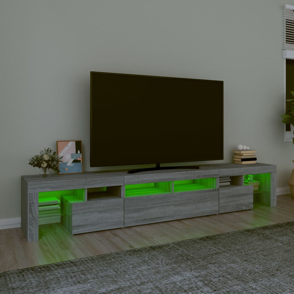 vidaXL TV skříňka s LED osvětlením šedá sonoma 230x36,5x40 cm