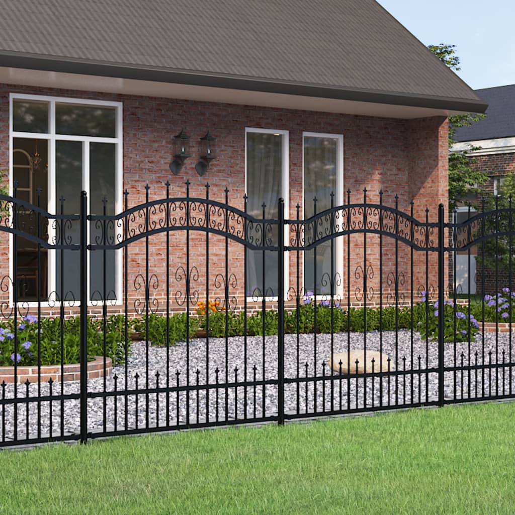vidaXL Zahradní plot s hroty černý 165 cm práškově lakovaná ocel