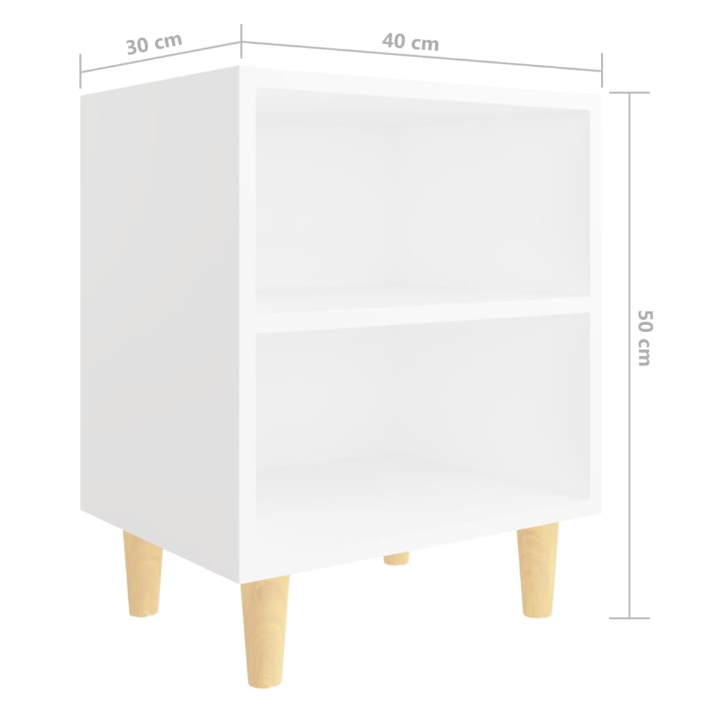 vidaXL Noční stolky s dřevěnými nohami 2 ks bílé 40 x 30 x 50 cm
