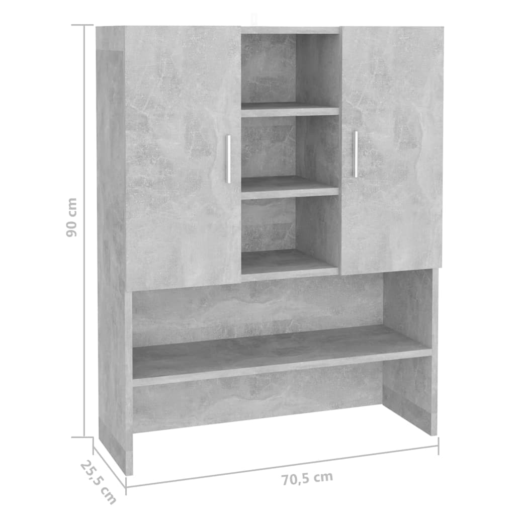 vidaXL Skříňka nad pračku betonově šedá 70,5 x 25,5 x 90 cm