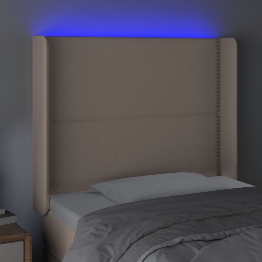 vidaXL Čelo postele s LED cappuccino 93 x 16 x 118/128 cm umělá kůže