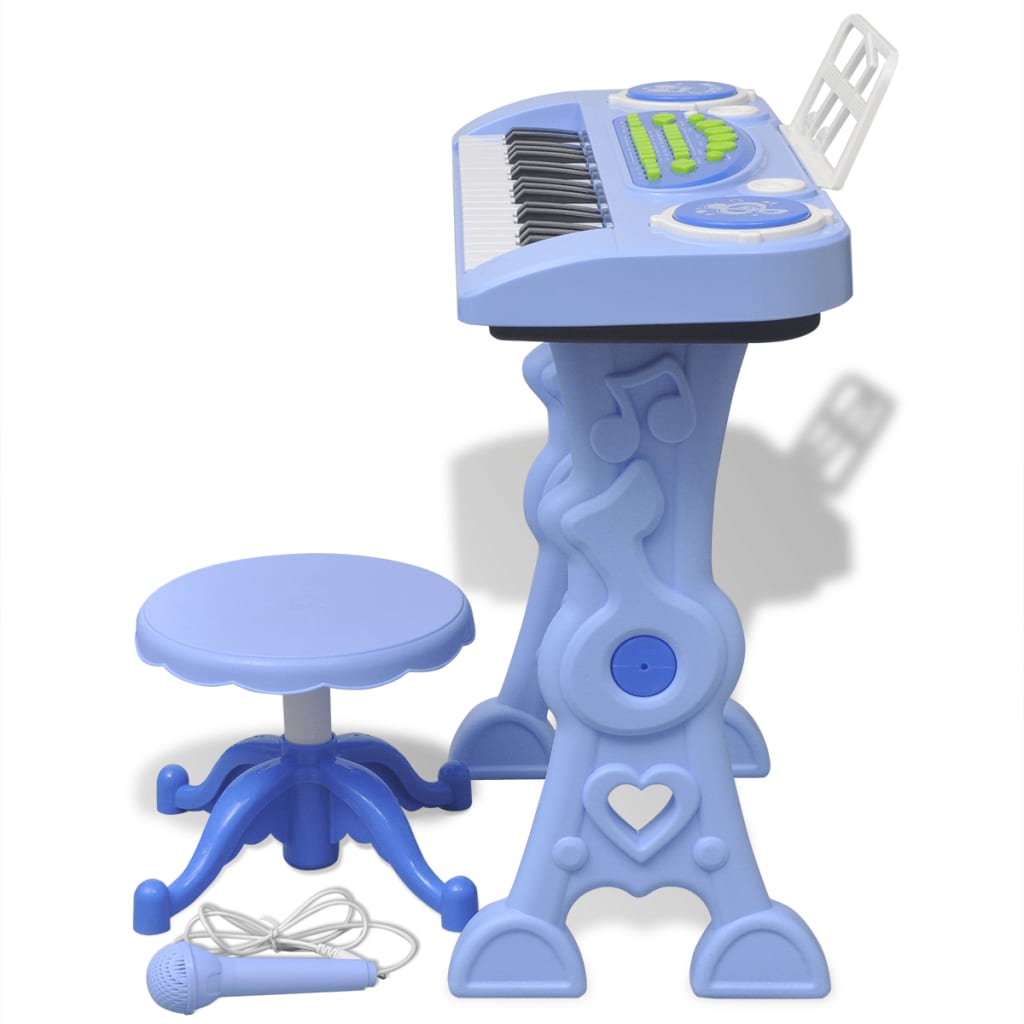 vidaXL Dětské klávesy se stoličkou a mikrofonem 37 kláves modré