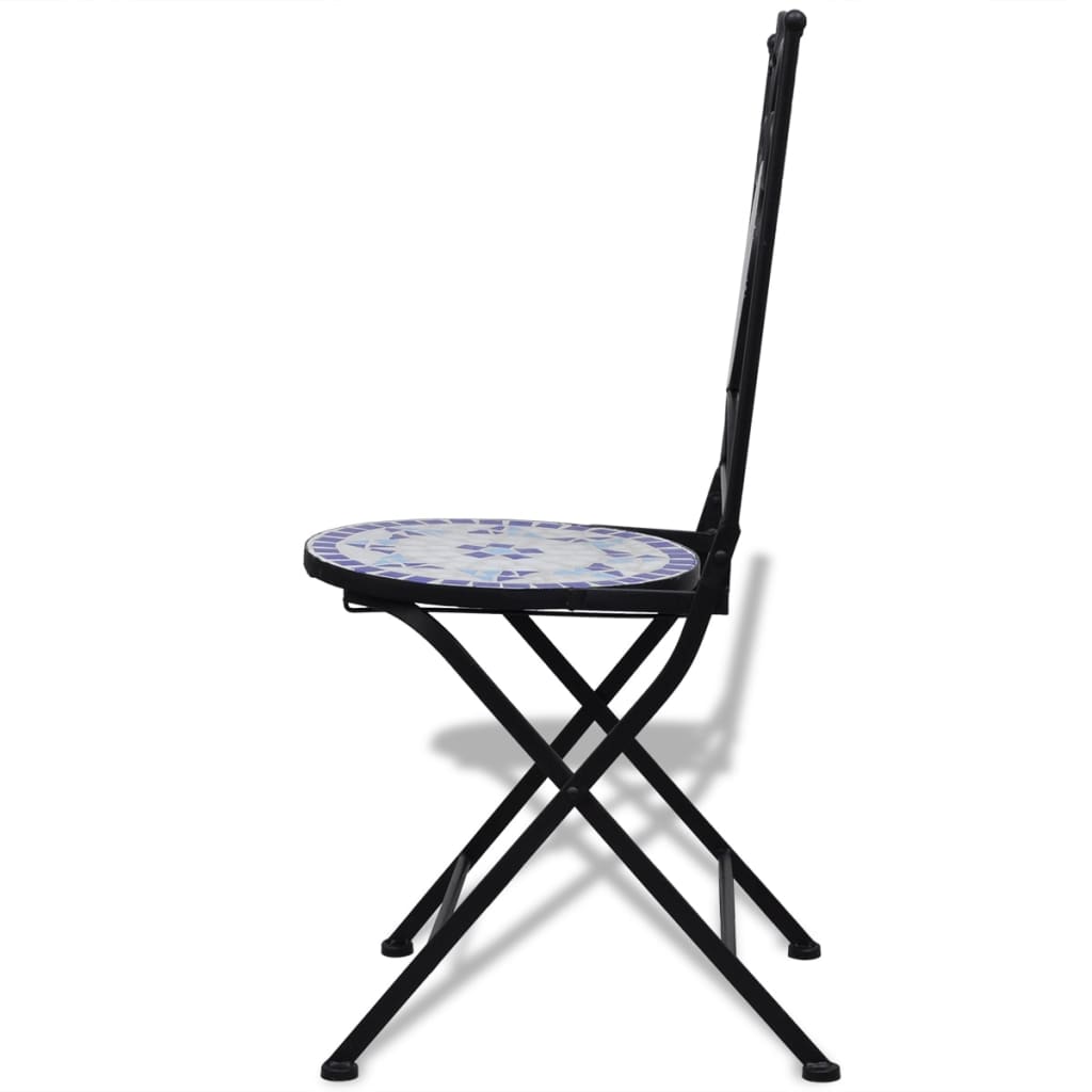 vidaXL Skládací bistro židle 2 ks keramické modré a bílé