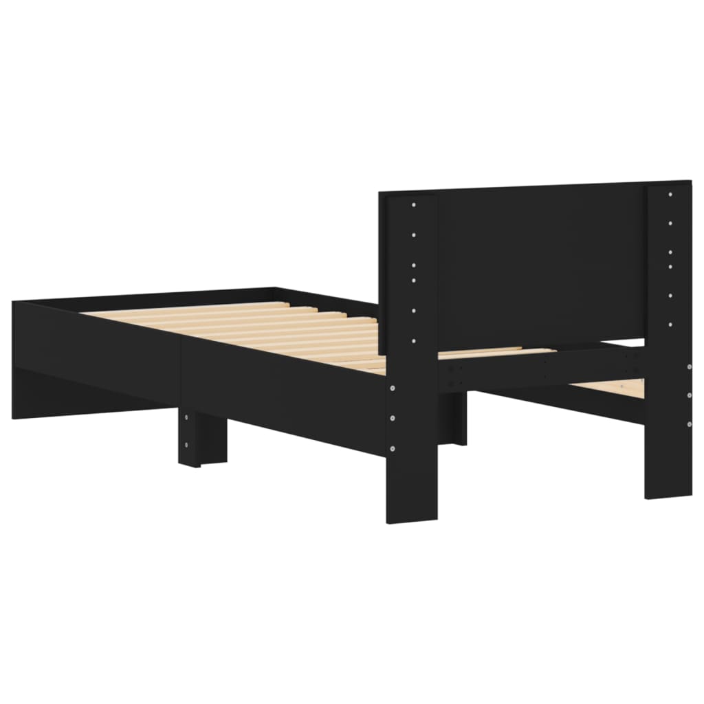 vidaXL Rám postele s čelem černý 75 x 190 cm kompozitní dřevo
