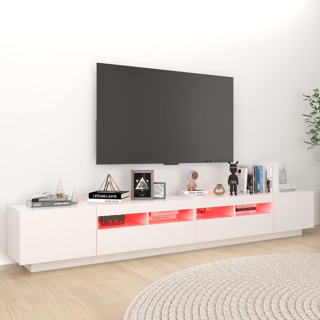 vidaXL TV skříňka s LED osvětlením bílá 260 x 35 x 40 cm