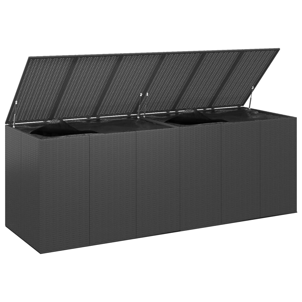 vidaXL Zahradní úložný box PE ratan 291 x 100,5 x 104 cm černý
