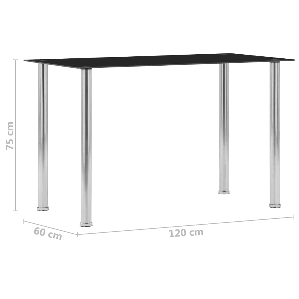 vidaXL Jídelní stůl černý 120 x 60 x 75 cm tvrzené sklo