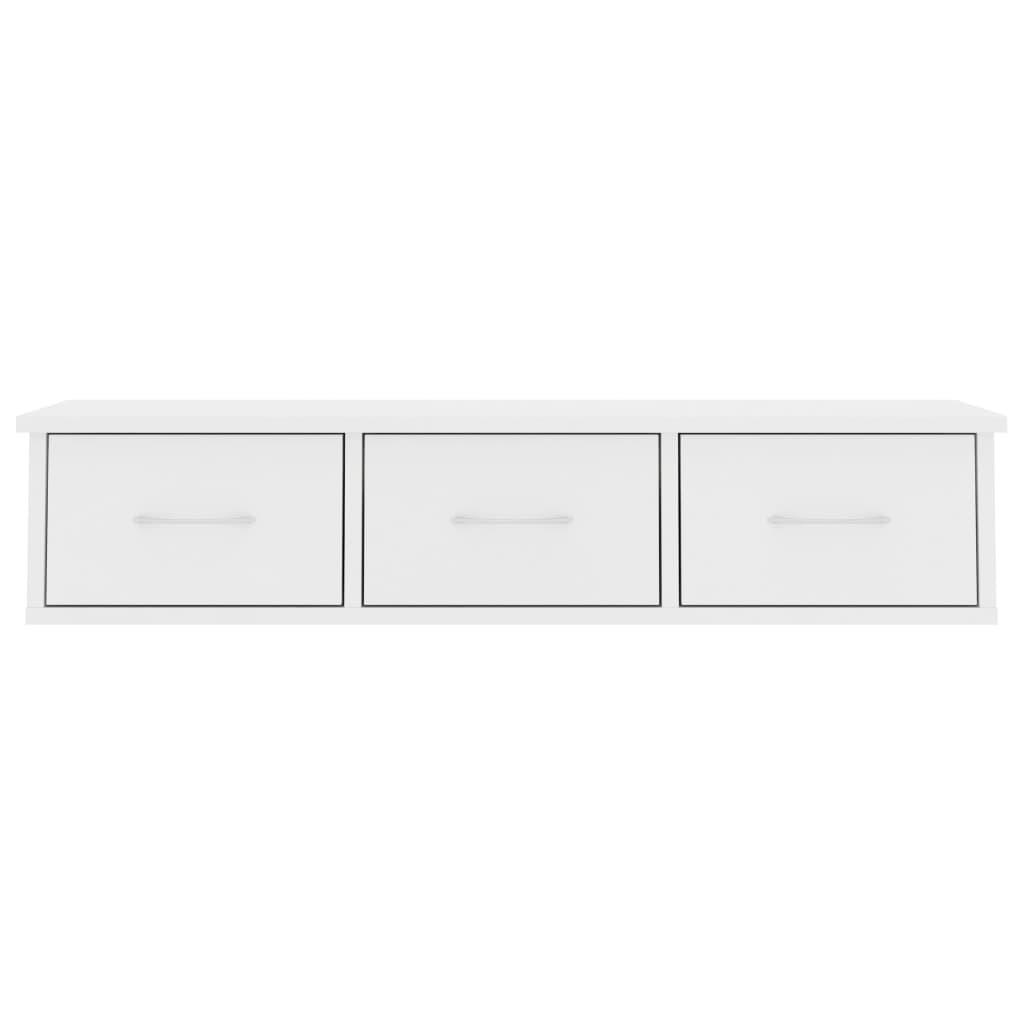 vidaXL Nástěnná police se zásuvkami bílá 88 x 26 x 18,5 cm dřevotříska