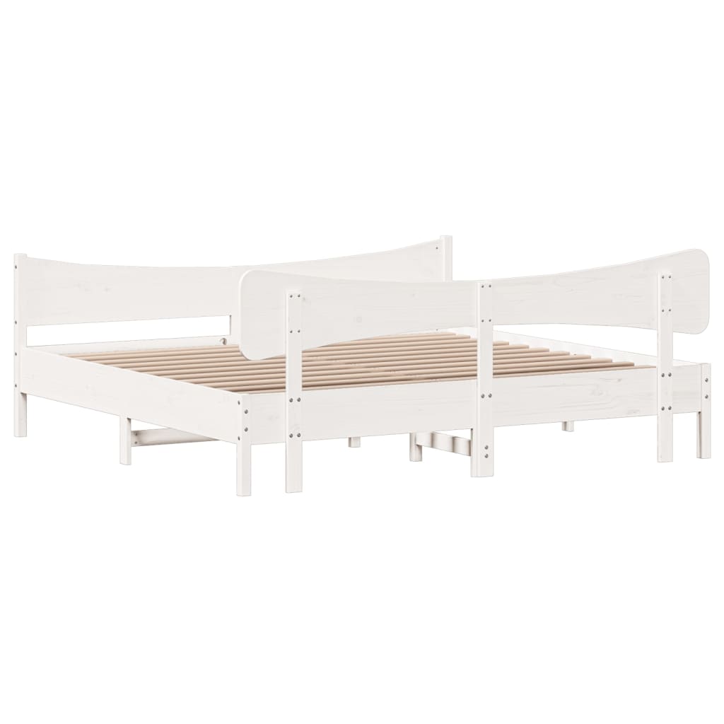 vidaXL Rám postele s čelem bílý 200 x 200 cm masivní borové dřevo