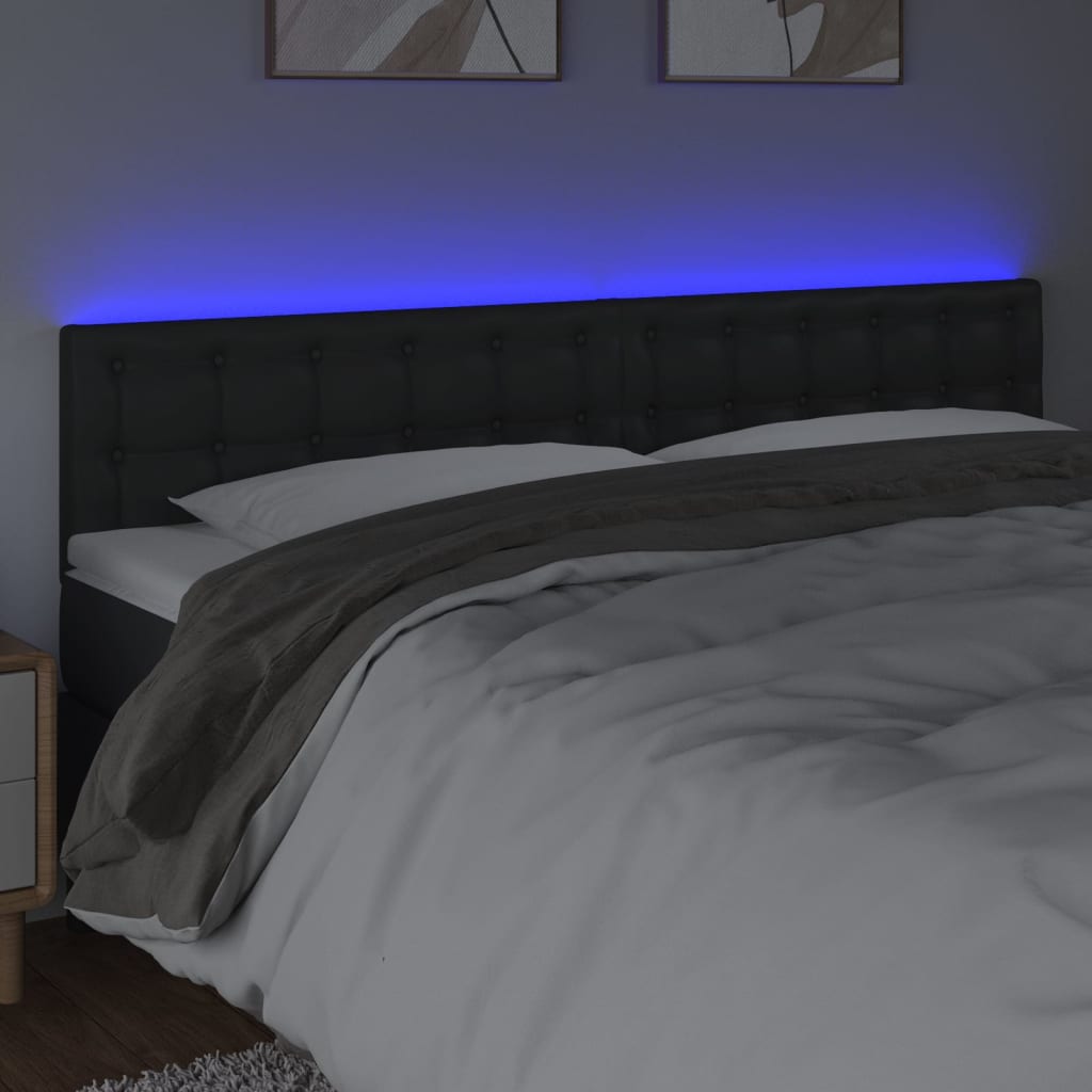 vidaXL Čelo postele s LED černé 200x5x78/88 cm umělá kůže