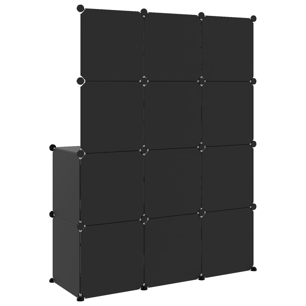 vidaXL Dětská modulární skříň s 10 úložnými boxy černá PP
