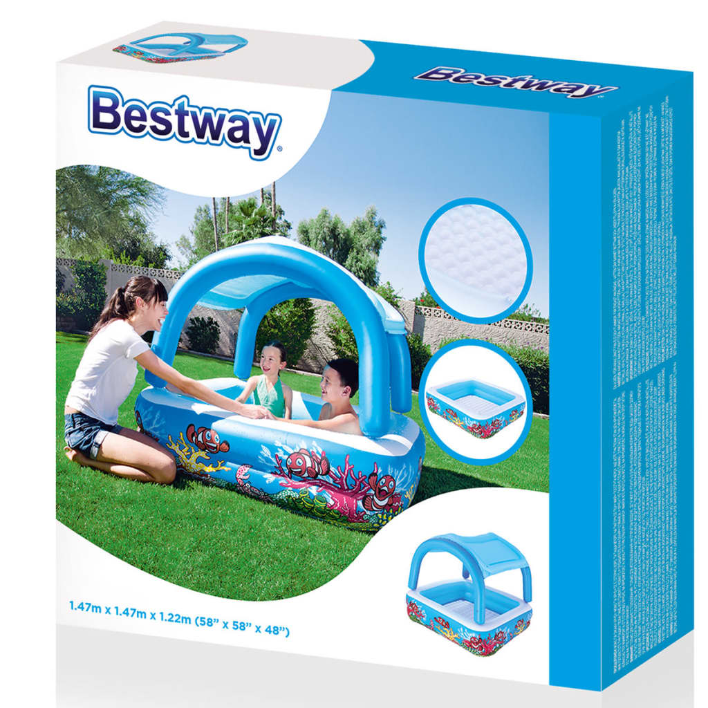 Bestway Dětský bazének se stříškou modrý 140 x 140 x 114 cm 52192