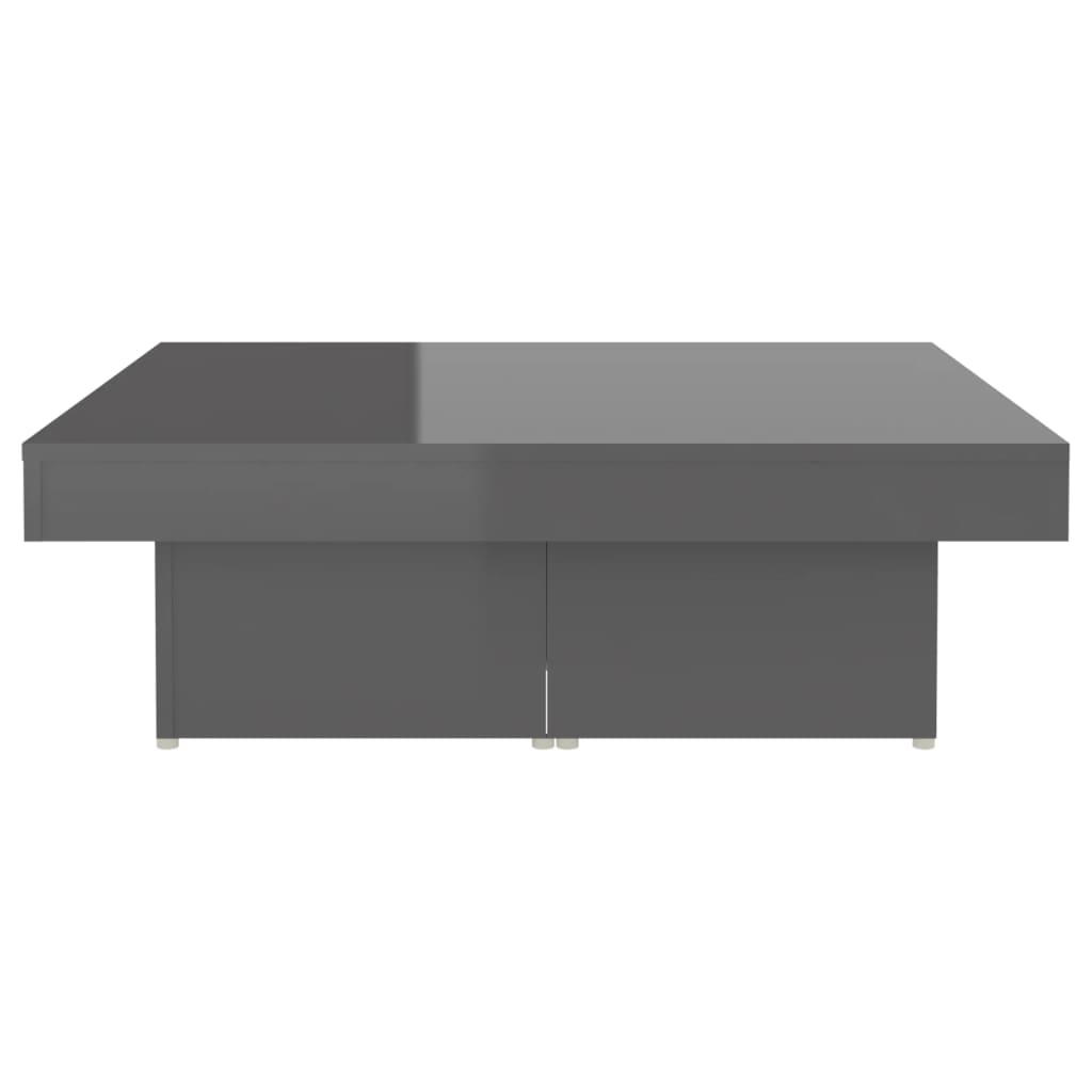 vidaXL Konferenční stolek šedý vysoký lesk 90 x 90 x 28 cm dřevotříska