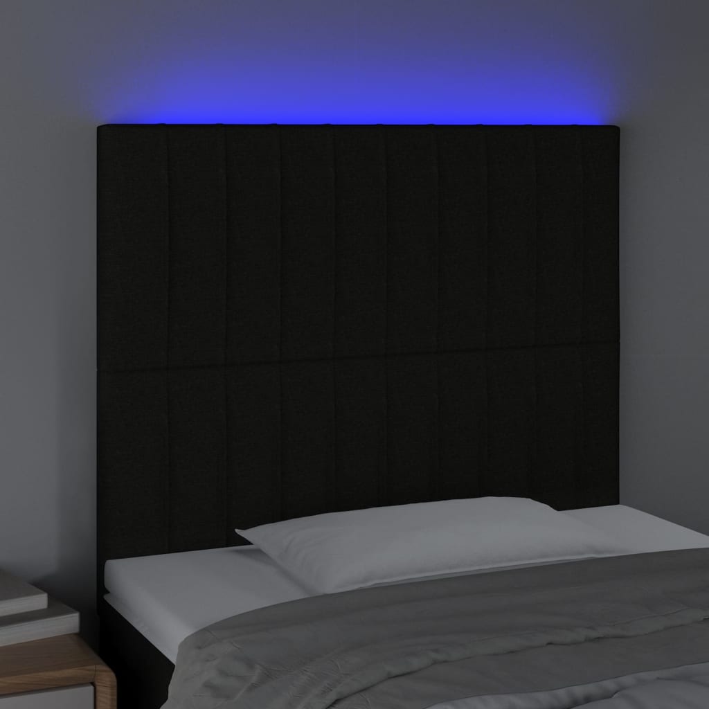 vidaXL Čelo postele s LED černé 80x5x118/128 cm textil