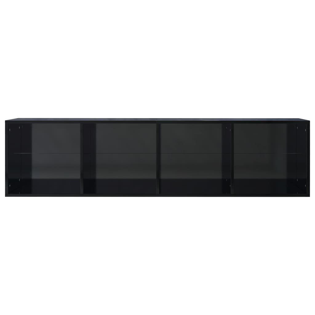 vidaXL Knihovna/TV skříň černá vysoký lesk 36x30x143 cm dřevotříska