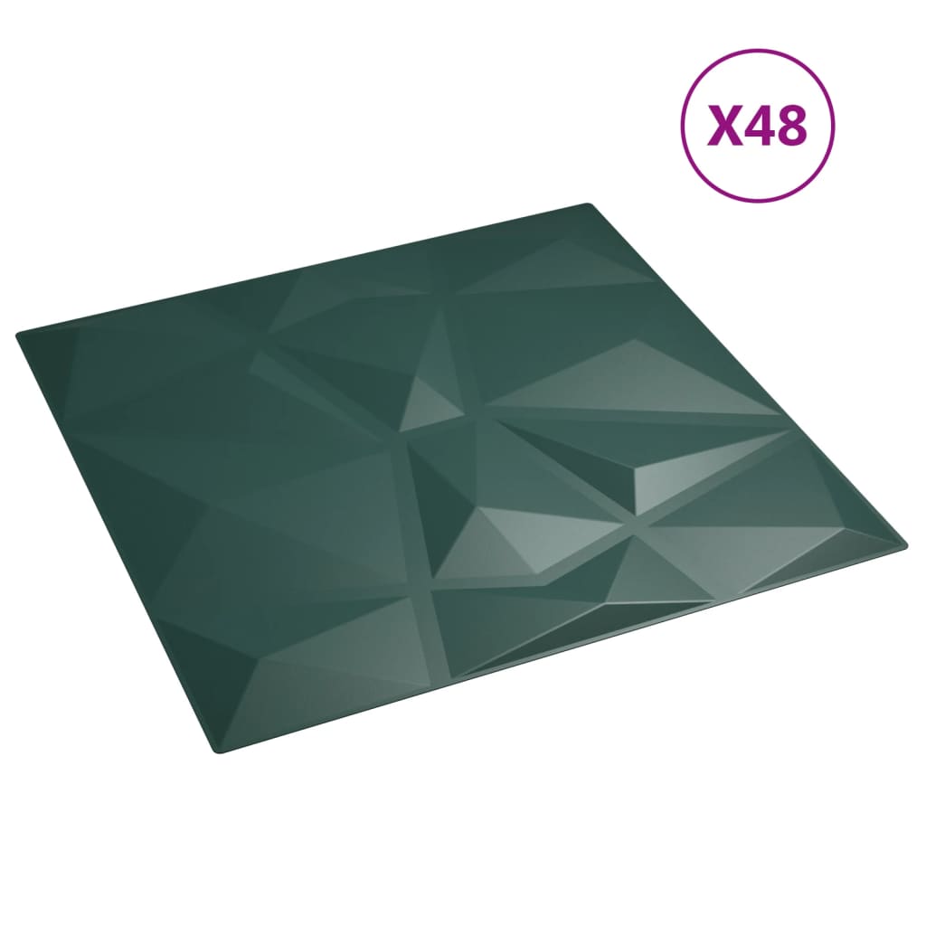 vidaXL Nástěnné panely 48 ks zelené 50 x 50 cm XPS 12 m² diamant