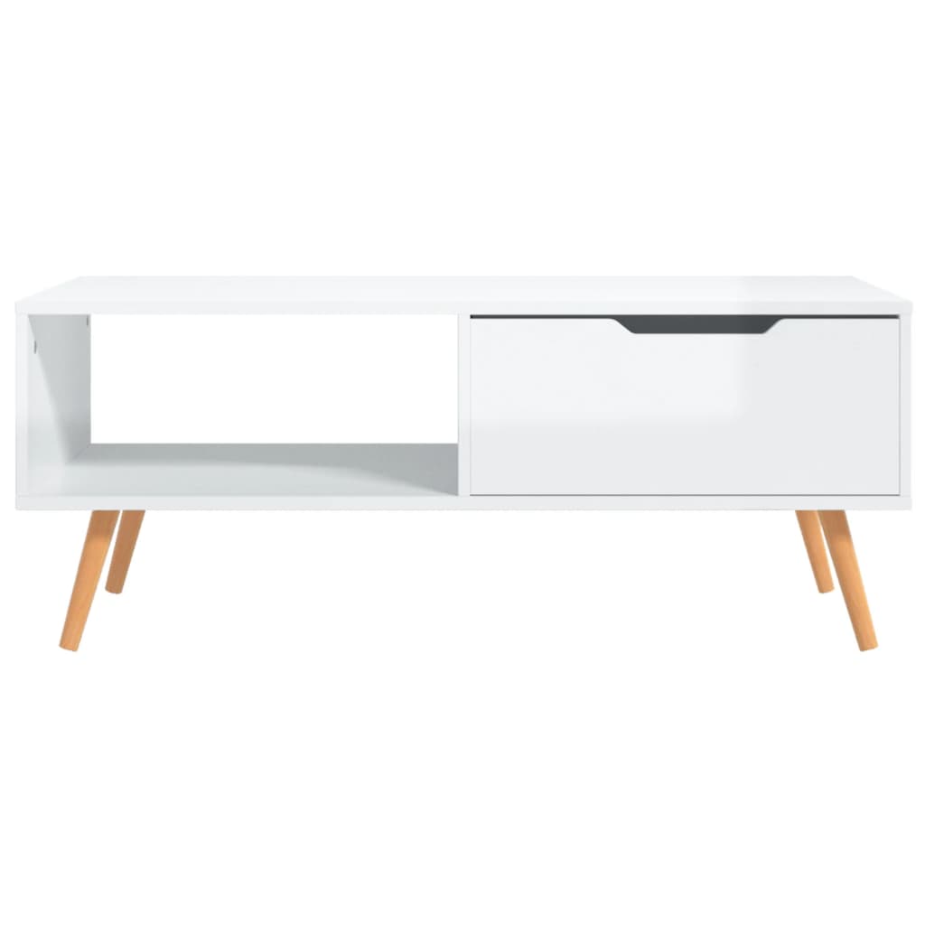 vidaXL Konferenční stolek bílý vysoký lesk 100x49,5x43 cm dřevotříska