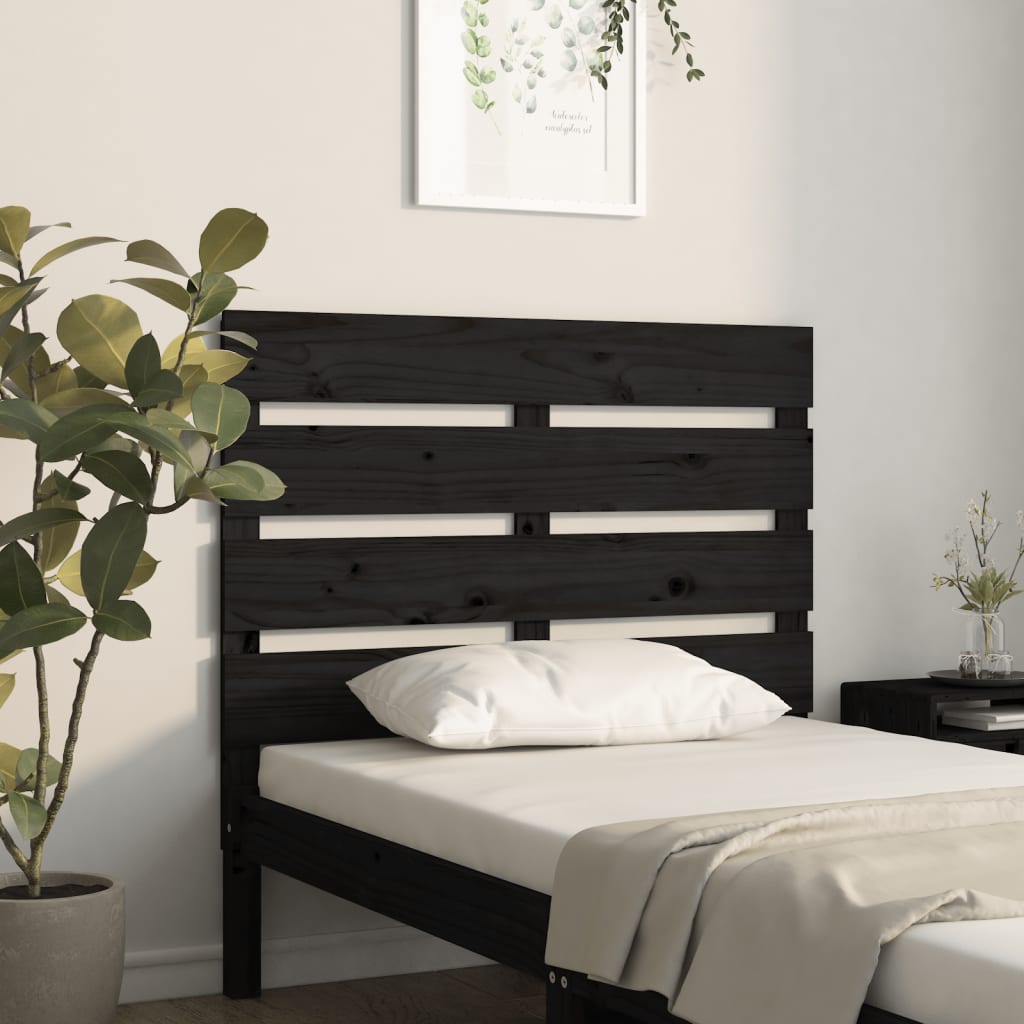 vidaXL Čelo postele černé 90 x 3 x 80 cm masivní borovice