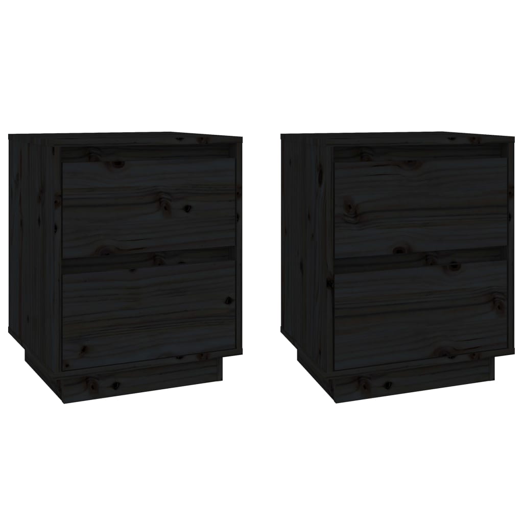vidaXL Noční stolky 2 ks černé 40 x 35 x 50 cm masivní borové dřevo