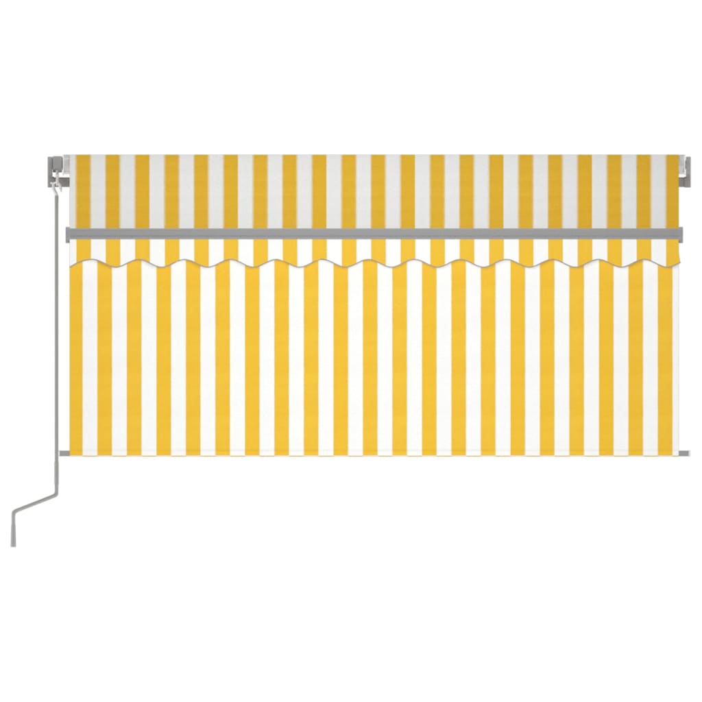 vidaXL Ručně zatahovací markýza s roletou a LED 3,5 x 2,5 m žlutobílá