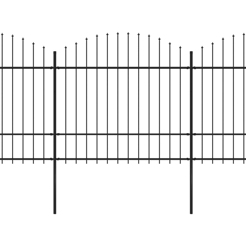 vidaXL Zahradní plot s hroty ocel (1,5–1,75) x 17 m černý