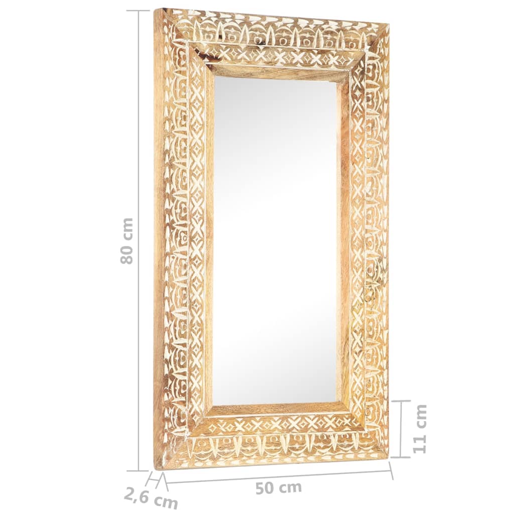 vidaXL Ručně vyřezávané zrcadlo 80 x 50 x 2,6 cm masivní mangovník