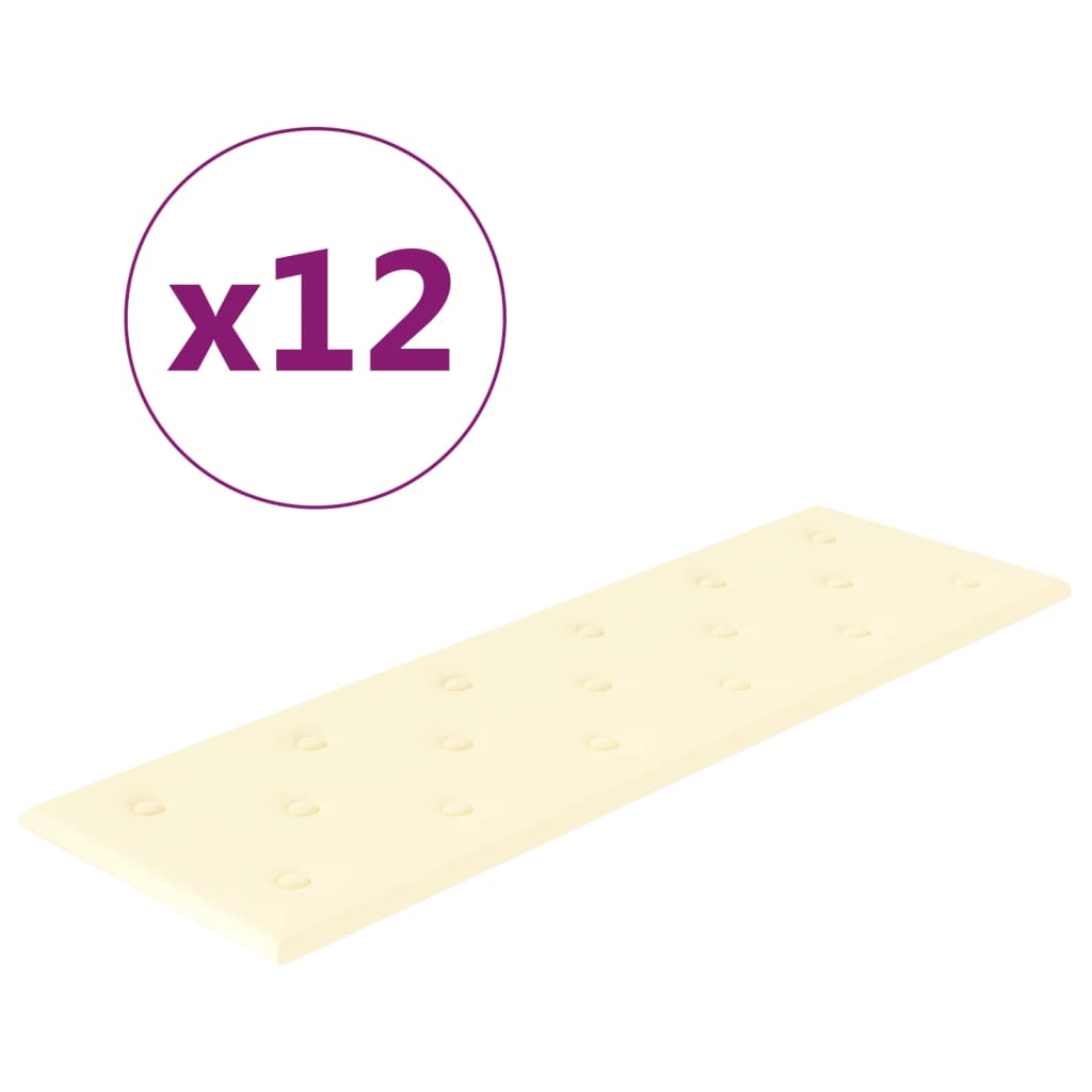 vidaXL Nástěnné panely 12 ks krémové 90 x 30 cm umělá kůže 3,24 m²