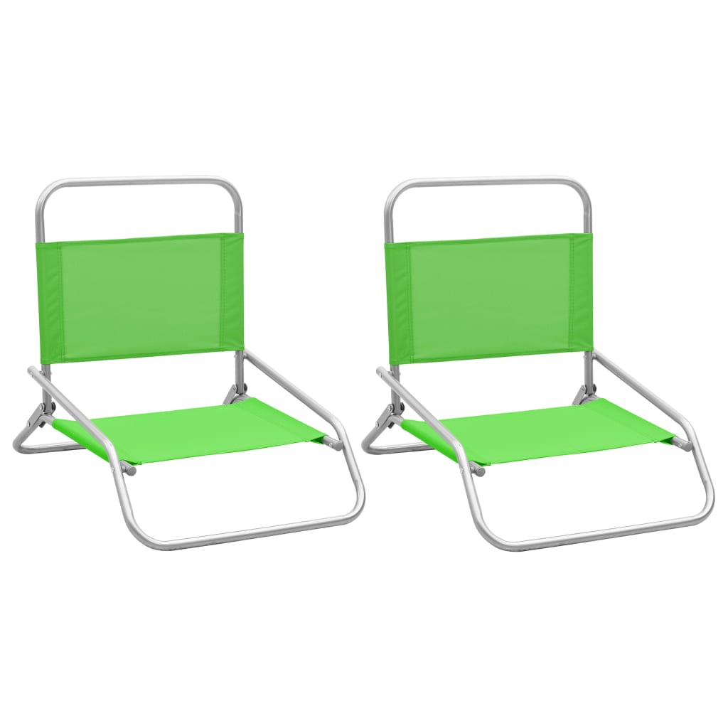 vidaXL Skládací plážové židle 2 ks zelené textil