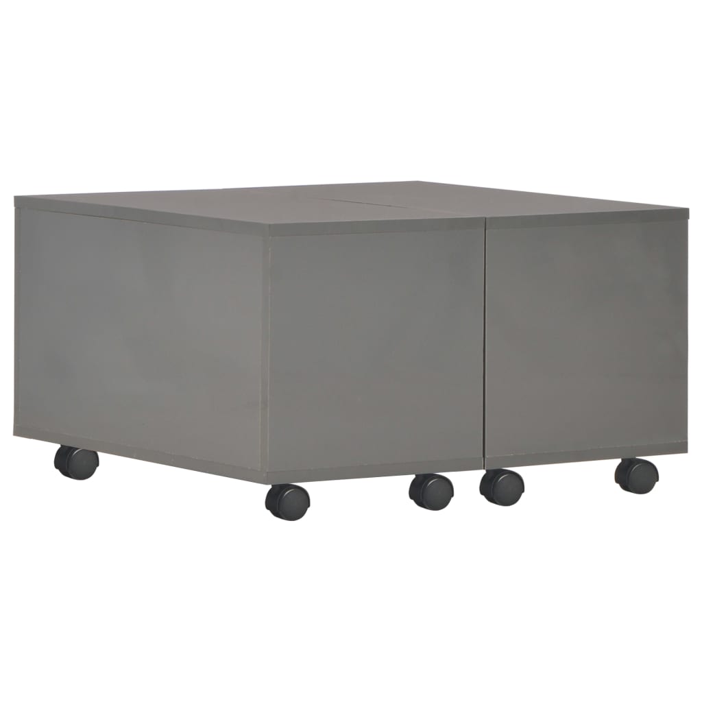 vidaXL Konferenční stolek šedý vysoký lesk 60 x 60 x 35 cm dřevotříska