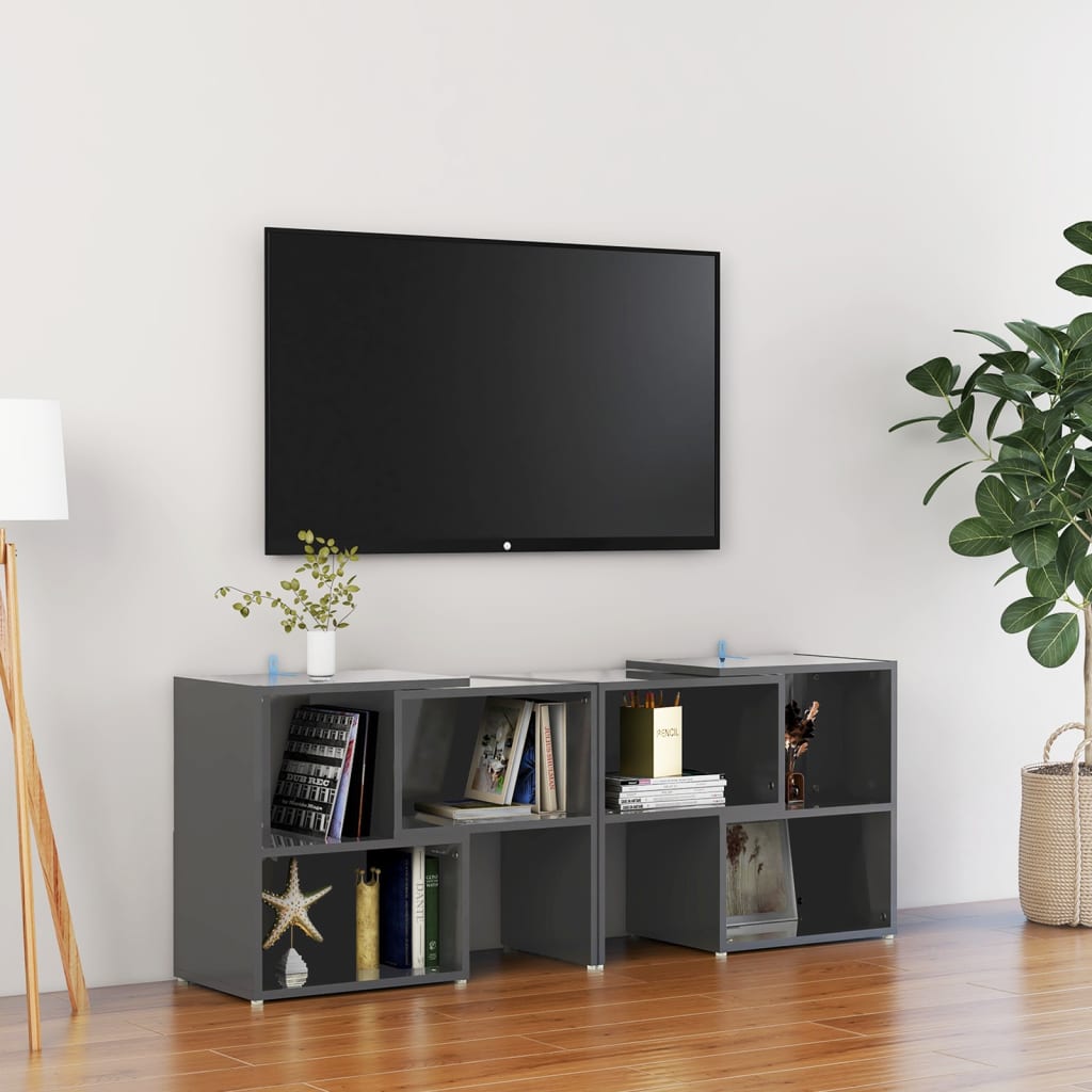 vidaXL TV skříňka šedá s vysokým leskem 104 x 30 x 52 cm dřevotříska