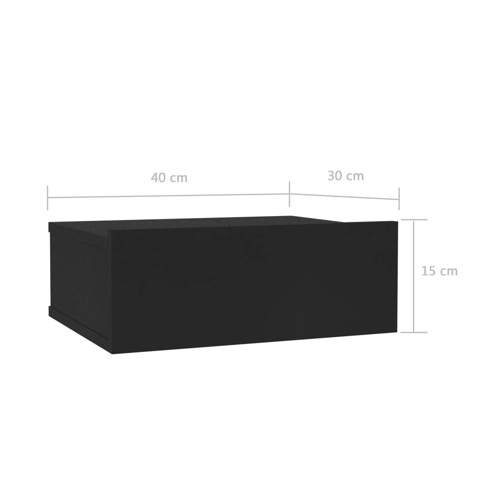 vidaXL Nástěnné noční stolky 2 ks černé 40 x 30 x 15 cm dřevotříska