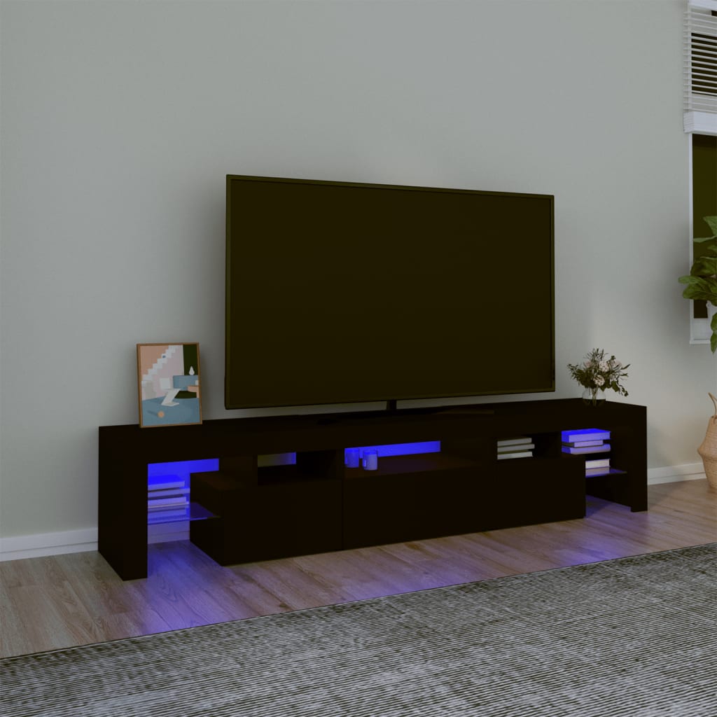 vidaXL TV skříňka s LED osvětlením černá 200x36,5x40 cm