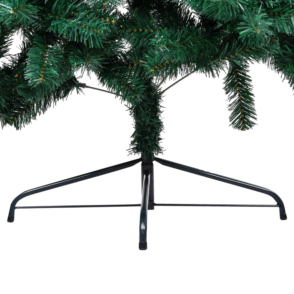 vidaXL Umělý vánoční půl stromek s LED a sadou koulí zelený 120 cm