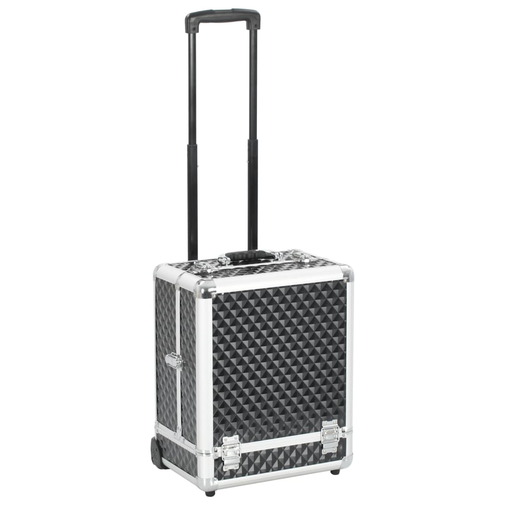 vidaXL Kosmetický kufřík na kolečkách 35 x 29 x 45 cm černý hliník