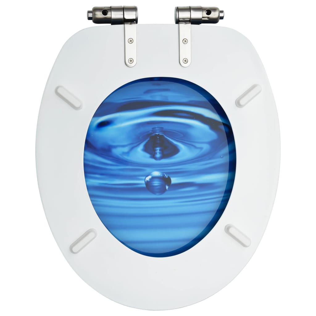 vidaXL WC sedátko s funkcí pomalého sklápění MDF modré vodní kapka