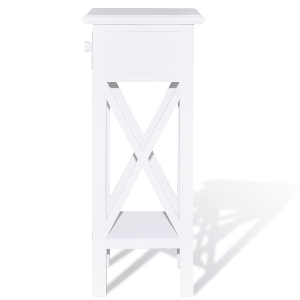 vidaXL Odkládací stolek se zásuvkou bílý