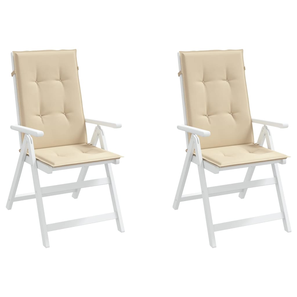 vidaXL Podušky na židli vysoké opěradlo 2 ks béžové 120x50x3 cm textil