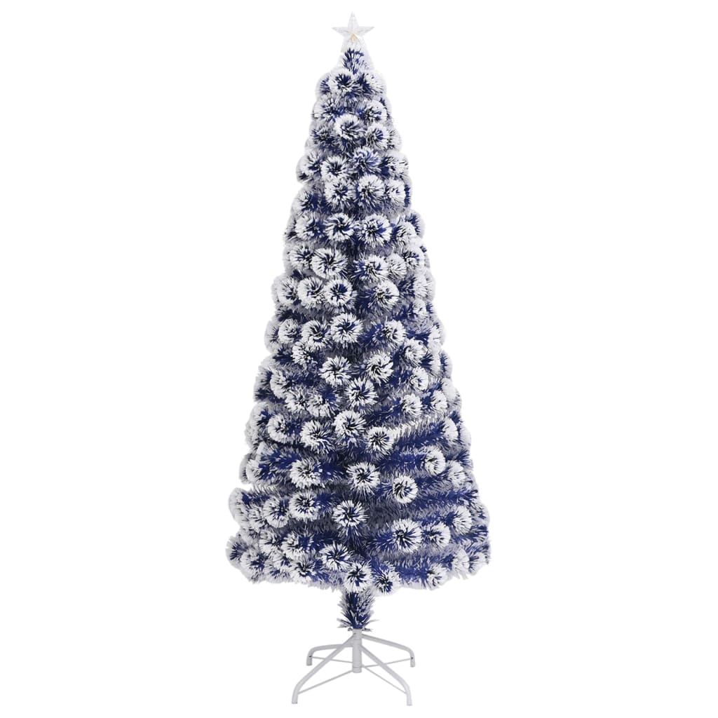 vidaXL Vánoční stromek LED osvětlení bílý modrý 180 cm optické vlákno