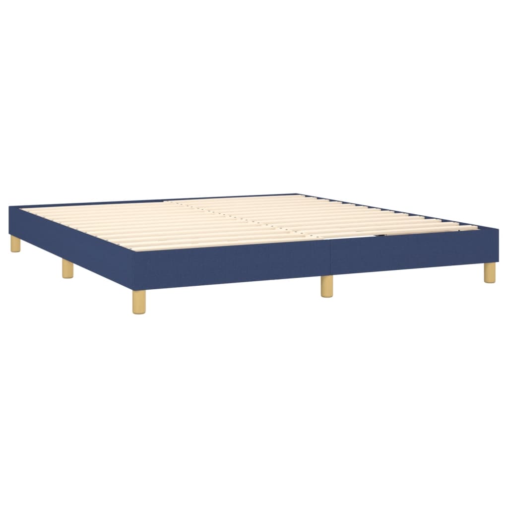 vidaXL Box spring postel s matrací a LED modrá 160x200 cm textil