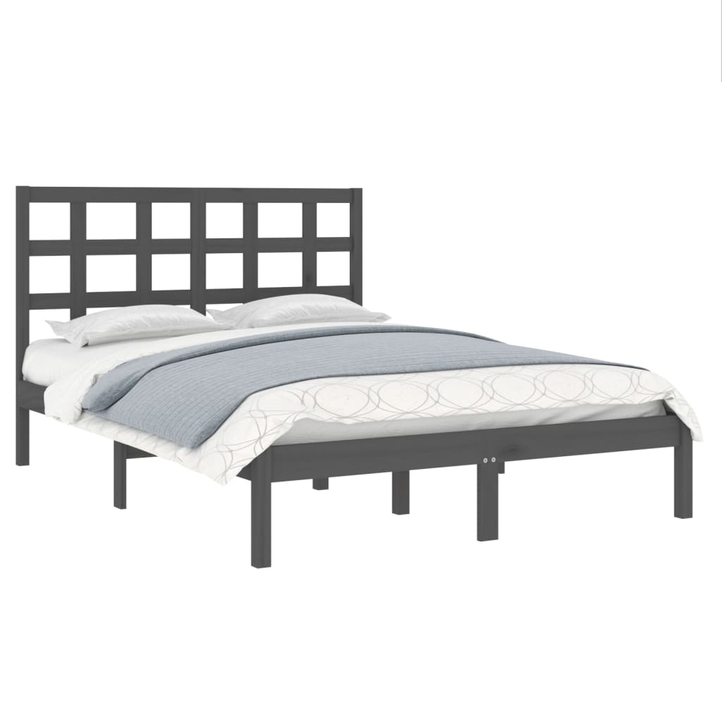 vidaXL Rám postele šedý masivní dřevo 160 x 200 cm