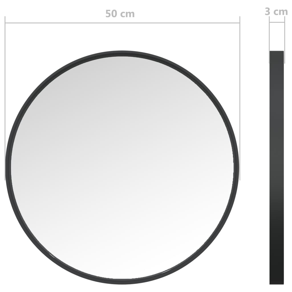 vidaXL Nástěnné zrcadlo černé 50 cm