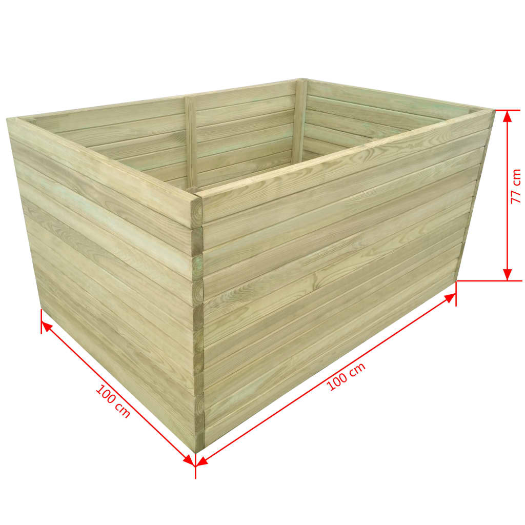 vidaXL Vyvýšený záhon impregnované borové dřevo 100 x 100 x 77 cm