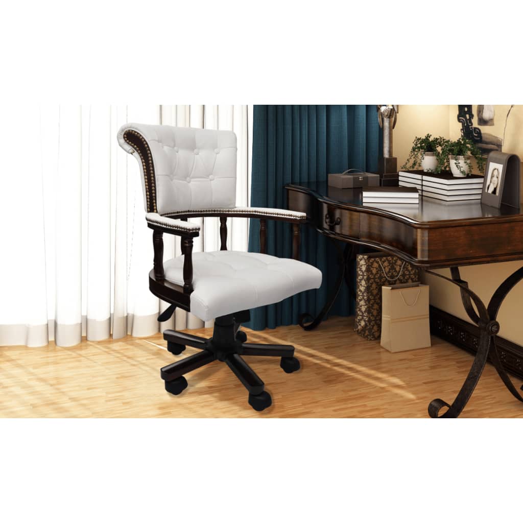 vidaXL Otočná kancelářská židle bílá