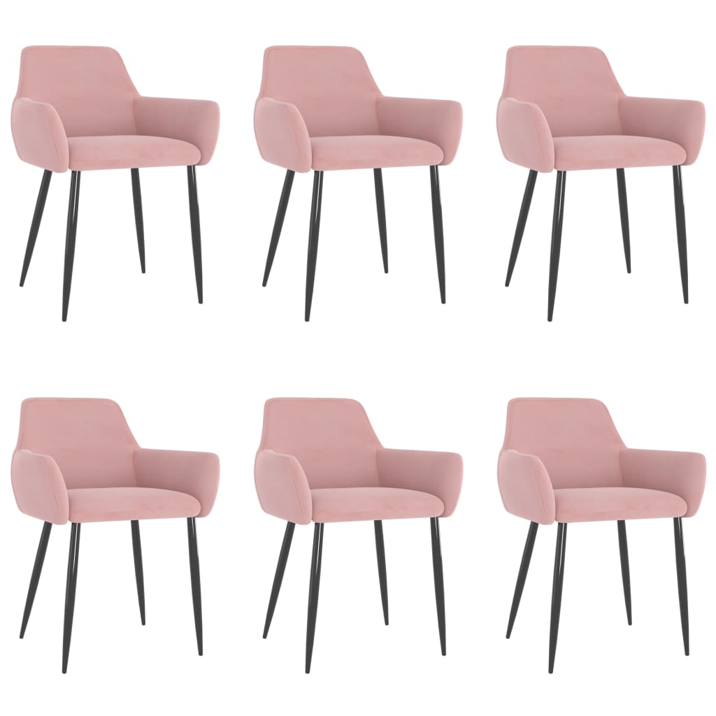vidaXL Jídelní židle 6 ks růžové samet