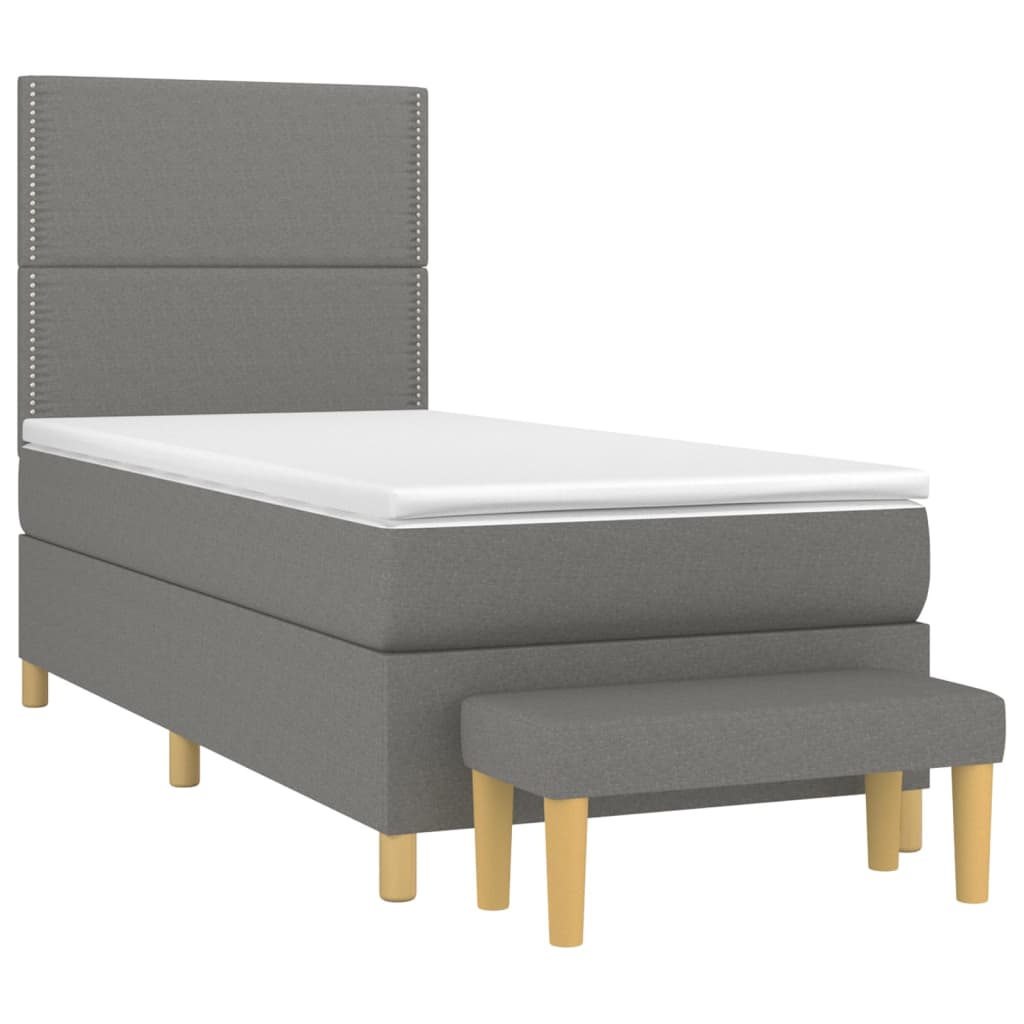 vidaXL Box spring postel s matrací tmavě šedá 90x200 cm textil